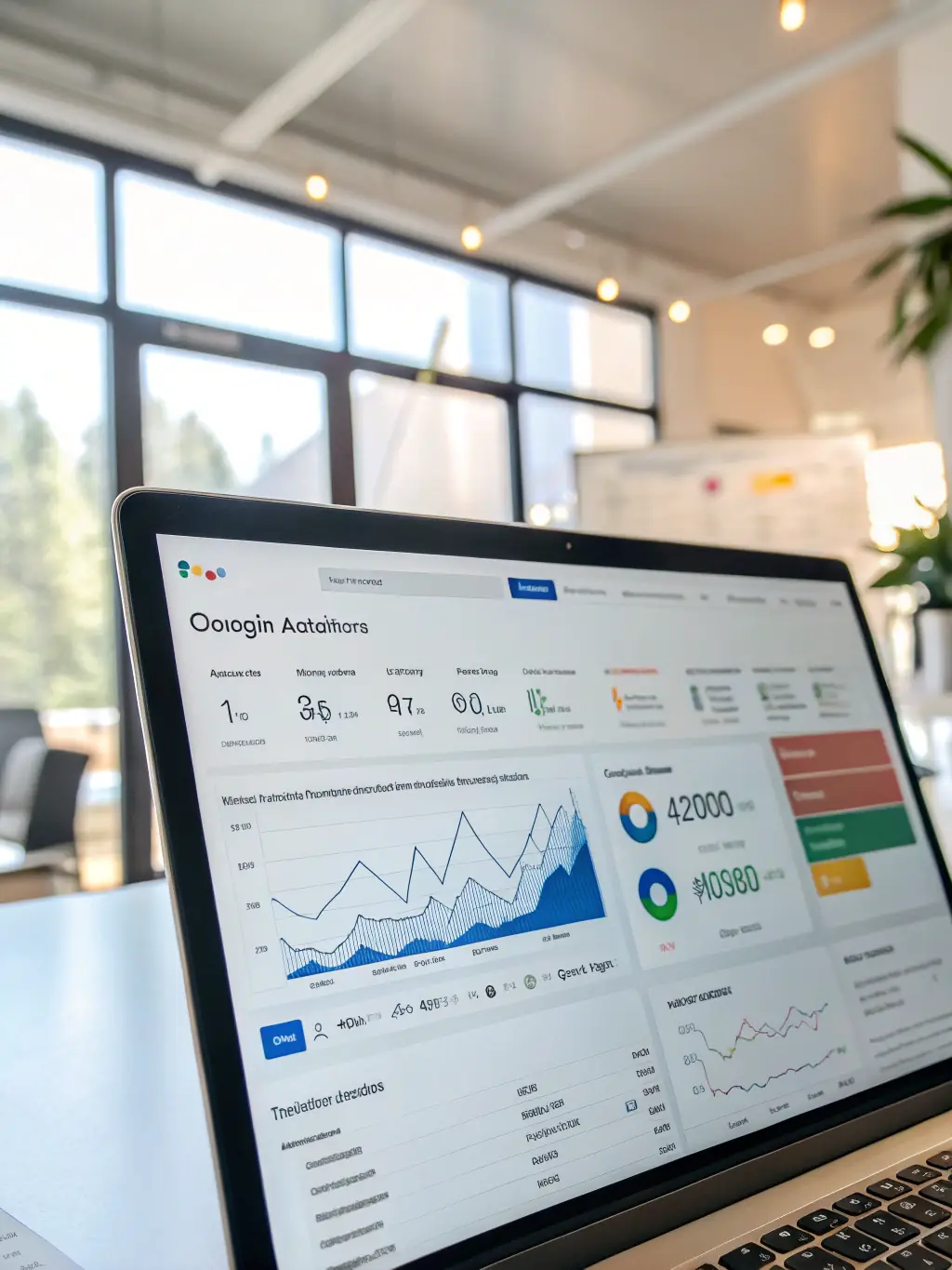 A professional photo showcasing a Google Ads dashboard with positive performance metrics, emphasizing Online Hash's expertise in optimizing ad campaigns for clients.